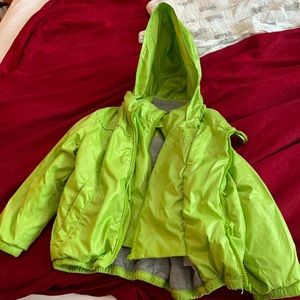 EUC bright green road coat 2T